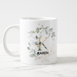 Buchstabe 'K' Alphabet Initial w Name Greenery Wre Jumbo-Tasse