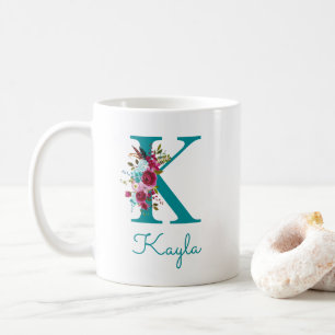 Buchstabe K Aquamarin rosa Kaffeetasse