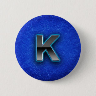 Buchstabe K - blaue Neonausgabe Button