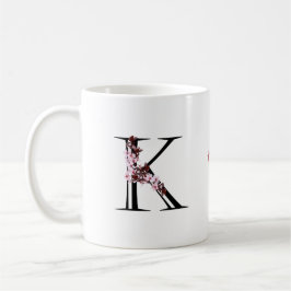 Buchstabe K, Cherry Blossom | Monogramm-Skriptname Kaffeetasse