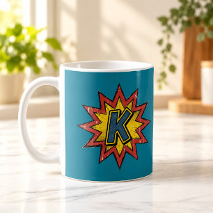 Buchstabe K Comic Burst Monogramm Initial Tasse