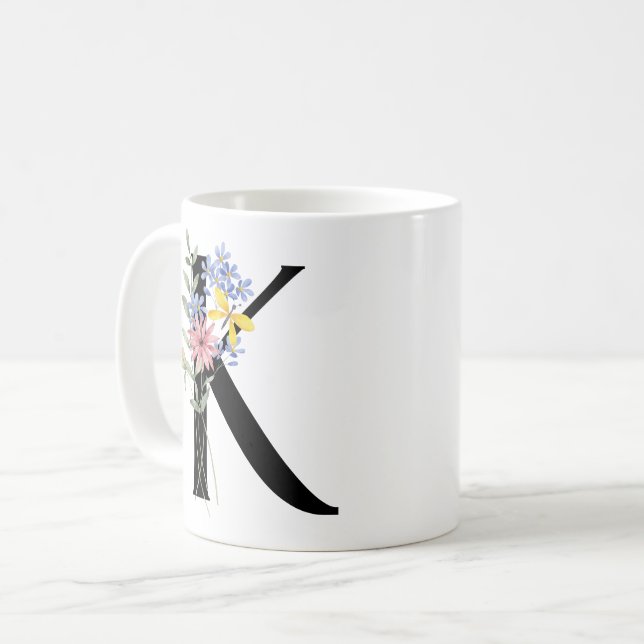 Buchstabe K mit Blumen Kaffeetasse (Vorderseite Links)