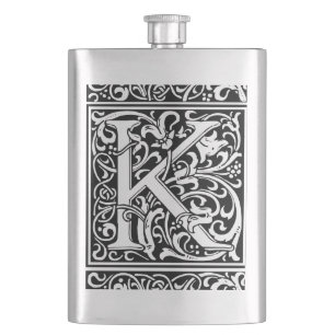 Buchstabe K Mittelalterliche Monogramm-Kunst Art N Flachmann