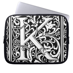 Buchstabe K Mittelalterliche Monogramm-Kunst Art N Laptopschutzhülle