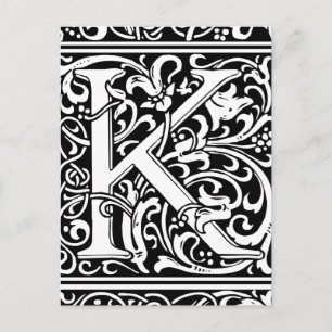 Buchstabe K Mittelalterliche Monogramm-Kunst Art N Postkarte