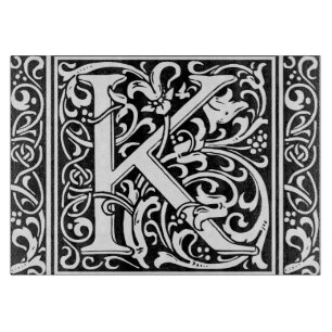 Buchstabe K Mittelalterliche Monogramm-Kunst Art N Schneidebrett