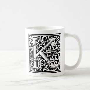 Buchstabe K Mittelalterliche Monogramm-Kunst Art N Tasse