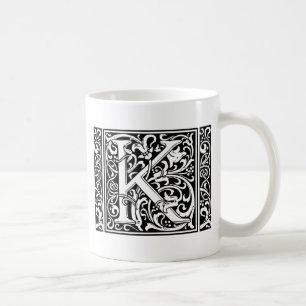 Buchstabe K Mittelalterliche Monogramm-Kunst Art N Tasse