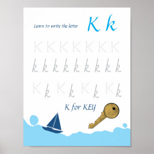 Buchstabe K Tracing Poster für Kinder