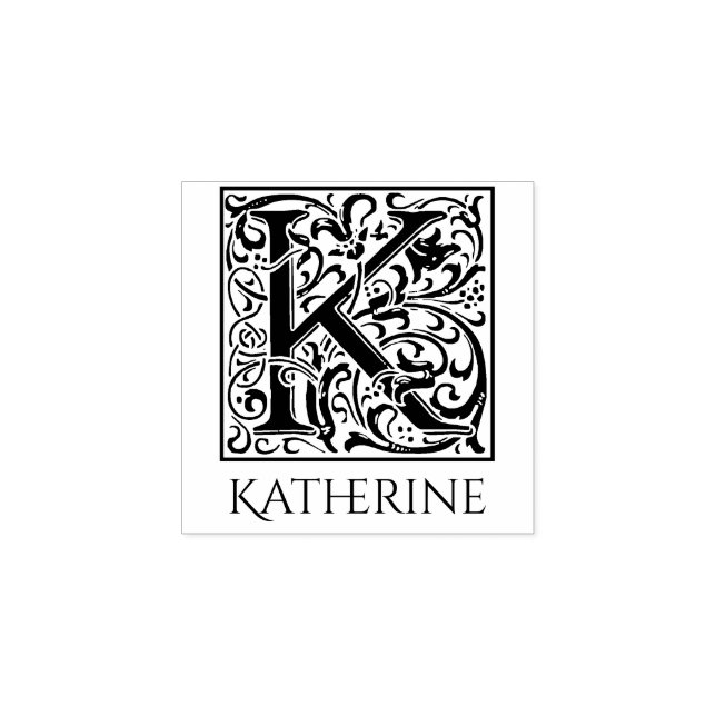 Buchstabe K Vintag Erster Buchstabe Personalisiert Gummistempel (Prägung)