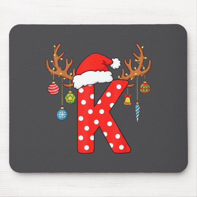 Buchstabe K Weihnachtsmonogramm Alphabet Initialsc Mousepad (Vorne)