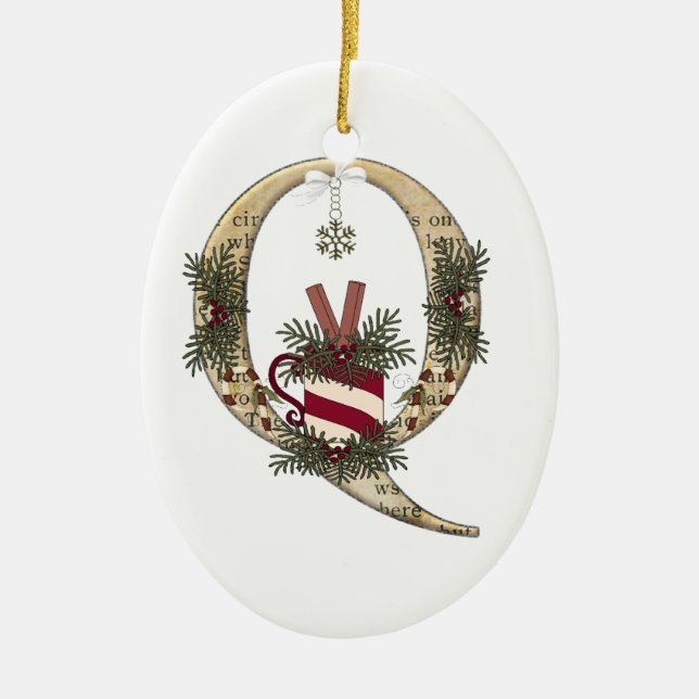 Buchstabe-Kunst - Q - Keramik Ornament (Vorne)