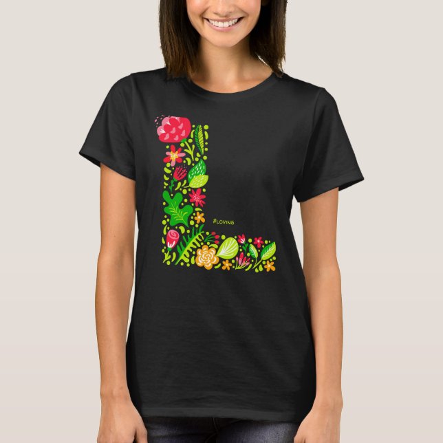 Buchstabe L in Blume T - Shirt (Vorderseite)