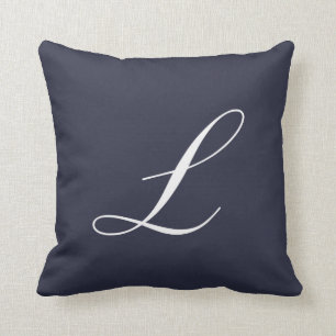 Buchstabe L Marine-Blau-Monogramm-Kissen Kissen