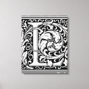 Buchstabe L Mittelalterliche Monogramm-Art Nouveau Leinwanddruck