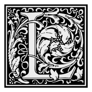 Buchstabe L Mittelalterliche Monogramm-Kunst Art N Poster
