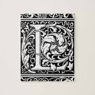 Buchstabe L Mittelalterliche Monogramm-Kunst Art N Puzzle