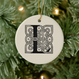 Buchstabe L Monogramm Vintage-Keltischer Knoten Dr Keramik Ornament