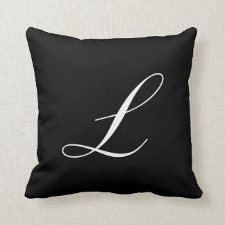 Buchstabe L schwarzes Monogramm-Kissen Kissen