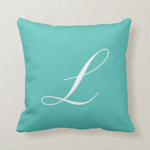 Buchstabe L Türkis-Monogramm-Kissen Kissen