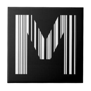BUCHSTABE M BARCODE Erstes Anfangsbuchstaben-Barco Fliese