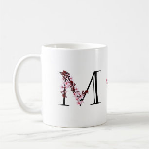 Buchstabe M, Cherry Blossom   Monogram Script Name Kaffeetasse