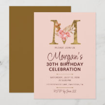 Buchstabe M Gold Monogramm Blush Rosa Rosen