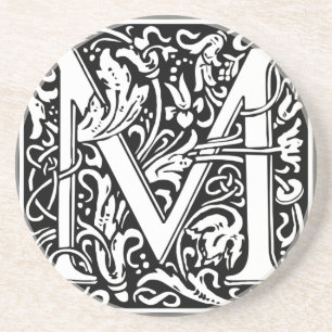 Buchstabe M Mittelalterliche Monogramm-Kunst im Ju Getränkeuntersetzer