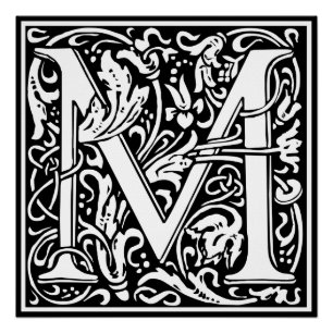 Buchstabe M Mittelalterliche Monogramm-Kunst im Ju Poster