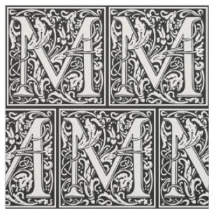 Buchstabe M Mittelalterliche Monogramm-Kunst im Ju Stoff