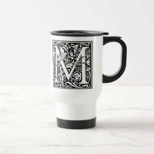 Buchstabe M Mittelalterliche Monogramm-Kunst Nouve Reisebecher