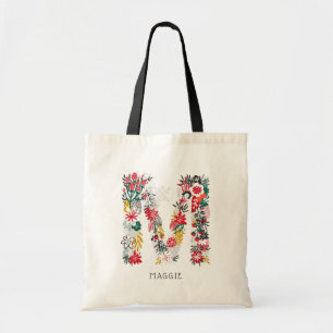 Buchstabe M Monogramm-Bag für Floral-Zeichen I Tragetasche