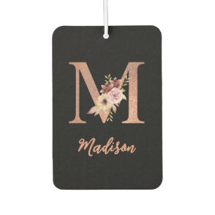 Buchstabe M Rosafarben Glitter Blumenmonogramm  Autolufterfrischer