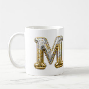 Buchstabe M Silber- und Gold-Weihnachtsmonogramm Kaffeetasse