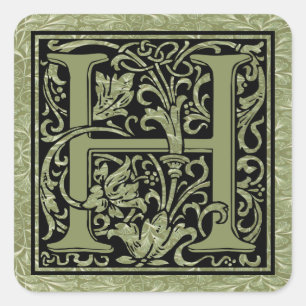 Buchstabe-Monogramm des Buchstabe-H erstes Quadratischer Aufkleber
