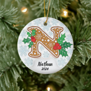 Buchstabe N Benutzerdefinierter Name Monogramm  Keramik Ornament