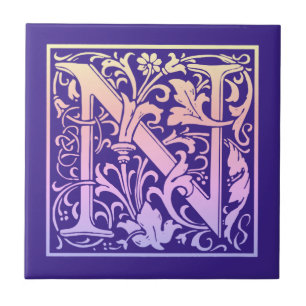 Buchstabe N Farblicher Vintager erster Buchstabe G Fliese