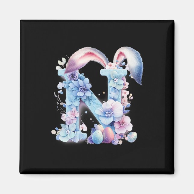 Buchstabe N mit Hasenohren, verziert mit weichen P Magnet (Vorne)