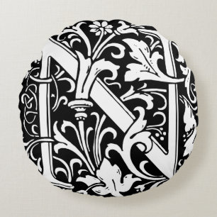 Buchstabe N Mittelalterliche Monogramm-Kunst Art N Rundes Kissen