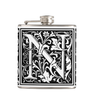 Buchstabe N Mittelalterliche Monogramm-Kunst Neue  Flachmann