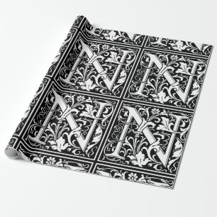 Buchstabe N Mittelalterliche Monogramm-Kunst Neue  Geschenkpapier