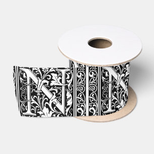 Buchstabe N Mittelalterliche Monogramm-Kunst Neue Satinband