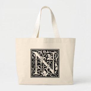 Buchstabe N Mittelalterliches Monogramm Vintage In Jumbo Stoffbeutel