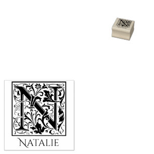 Buchstabe N Vintag Erster Buchstabe Personalisiert Gummistempel
