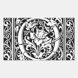 Buchstabe O Mittelalterliche Monogramm-Kunst Art N Rechteckiger Aufkleber