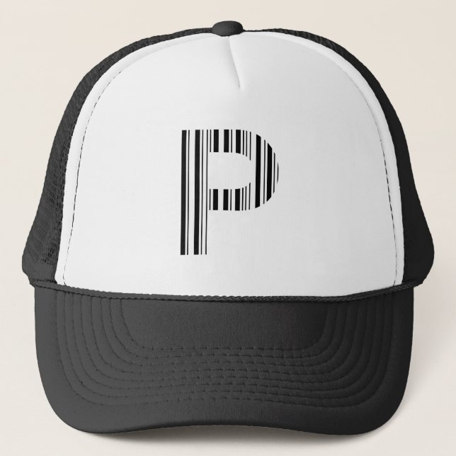 BUCHSTABE P BAR CODE Erstes Anfangsbarcode-Muster Truckerkappe (Vorderseite)