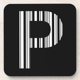 BUCHSTABE P BARCODE Erstes Anfangsbuchstaben-Barco Getränkeuntersetzer