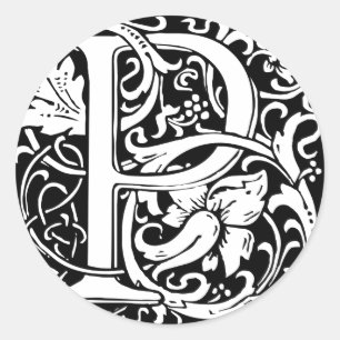Buchstabe P Mittelalterliche Monogramm-Kunst Art N Runder Aufkleber