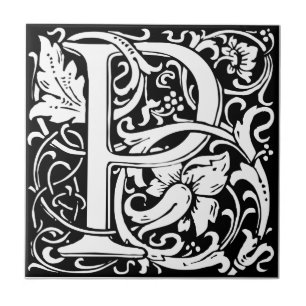 Buchstabe P Mittelalterliche Monogramm-Kunst im Ju Fliese