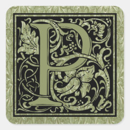 Buchstabe P Monogramm Quadratischer Aufkleber